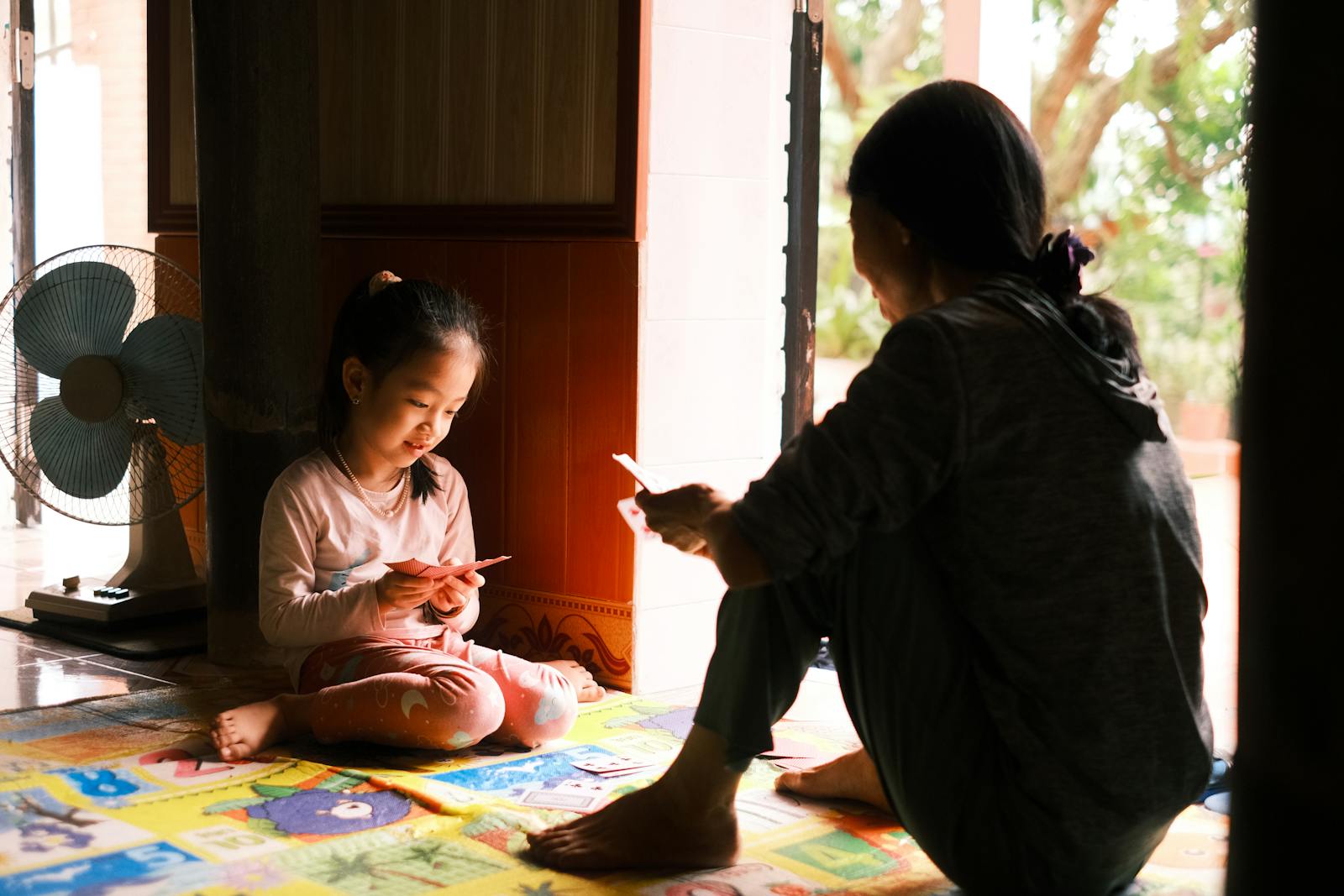 Mother and Daughter Bonding in Indoor Light